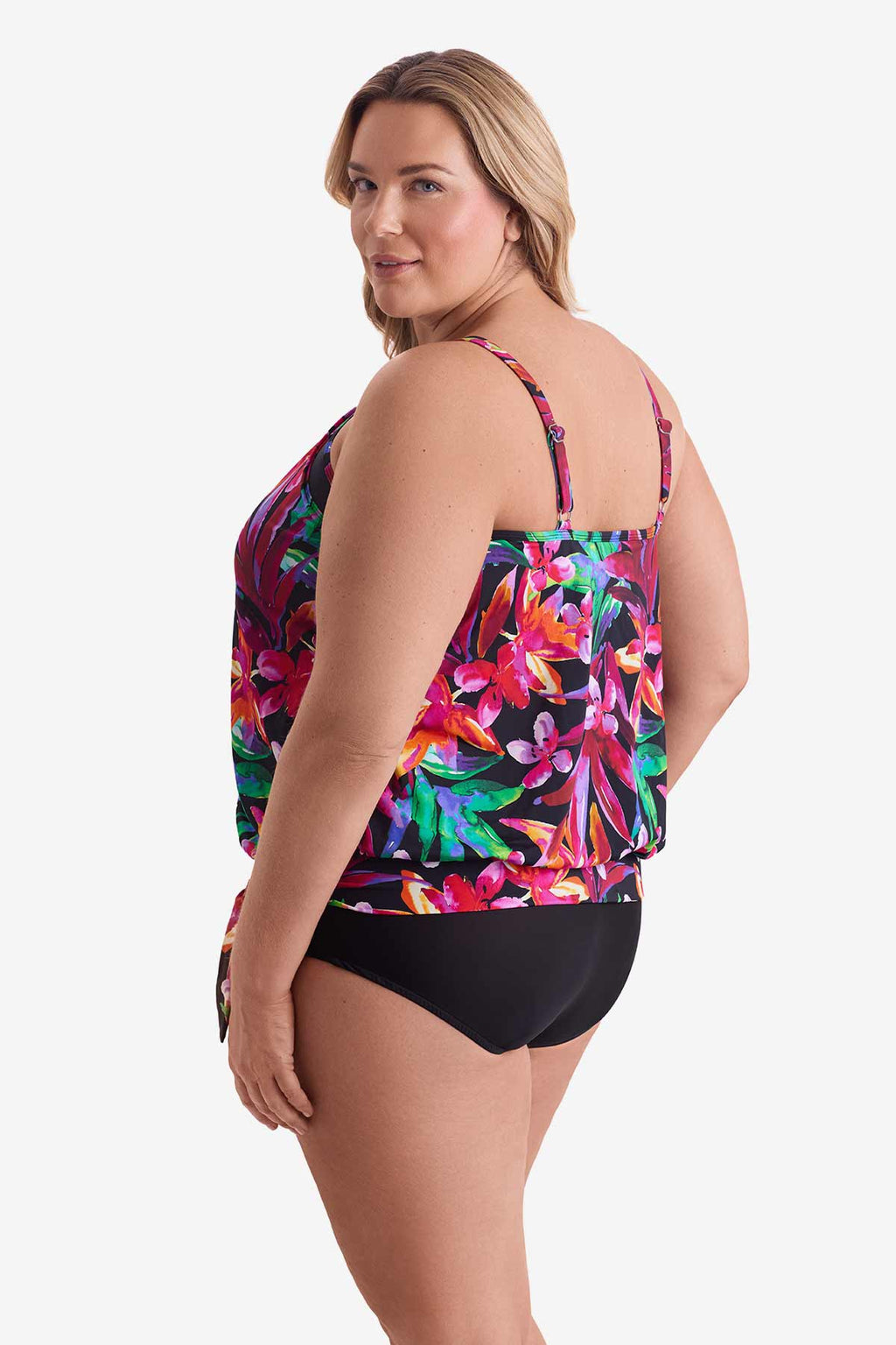 SHAPE SOLVER SECRET JUNGLE PLUS SIZE HIGH NECK BLOUSON TANKINI