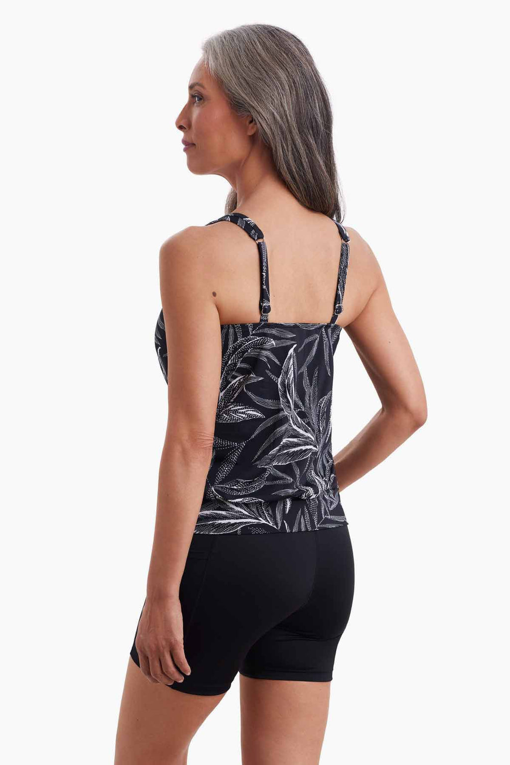 SHAPE SOLVER LEAF ENCOUNTER SHIRRED NECK BLOUSON MASTECTOMY TANKINI TOP