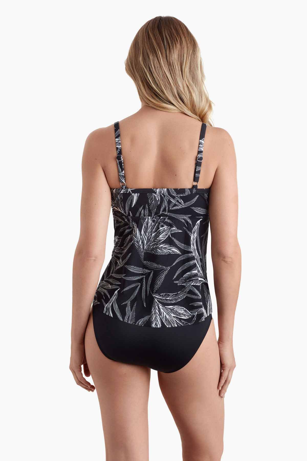 SHAPE SOLVER LEAF ENCOUNTER HIGH LOW DOUBLE TIER TANKINI TOP