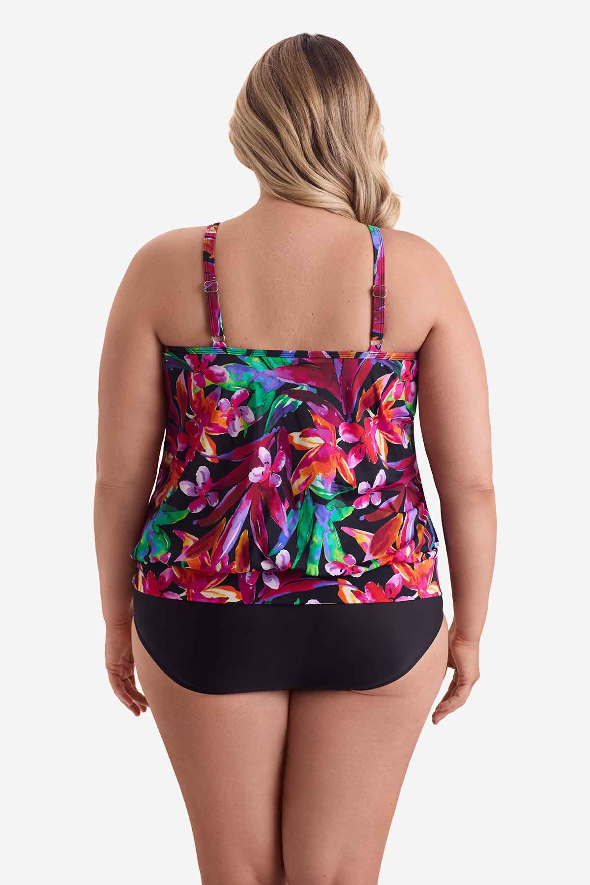 SHAPE SOLVER SECRET JUNGLE PLUS SIZE HIGH NECK BLOUSON TANKINI