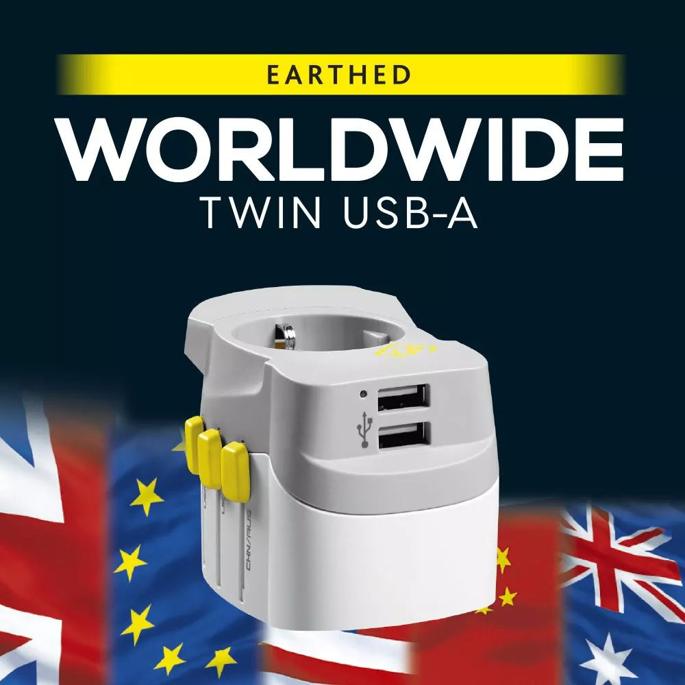Design Go Worldwide Adapter + Twin USB-A