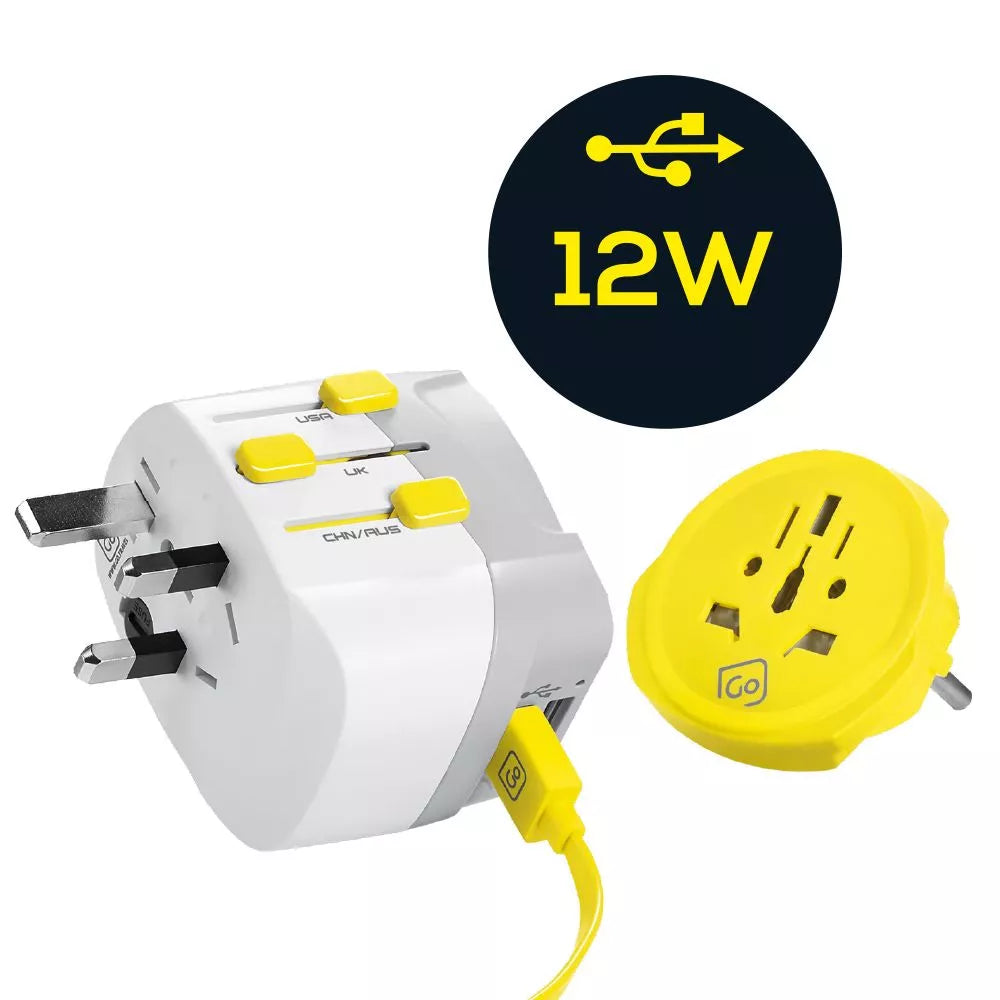 Design Go Worldwide Adapter + Twin USB-A