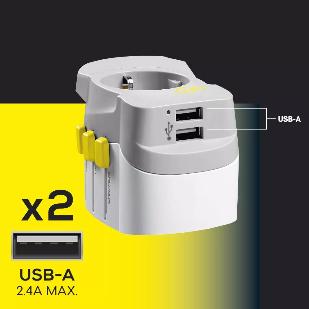 Design Go Worldwide Adapter + Twin USB-A
