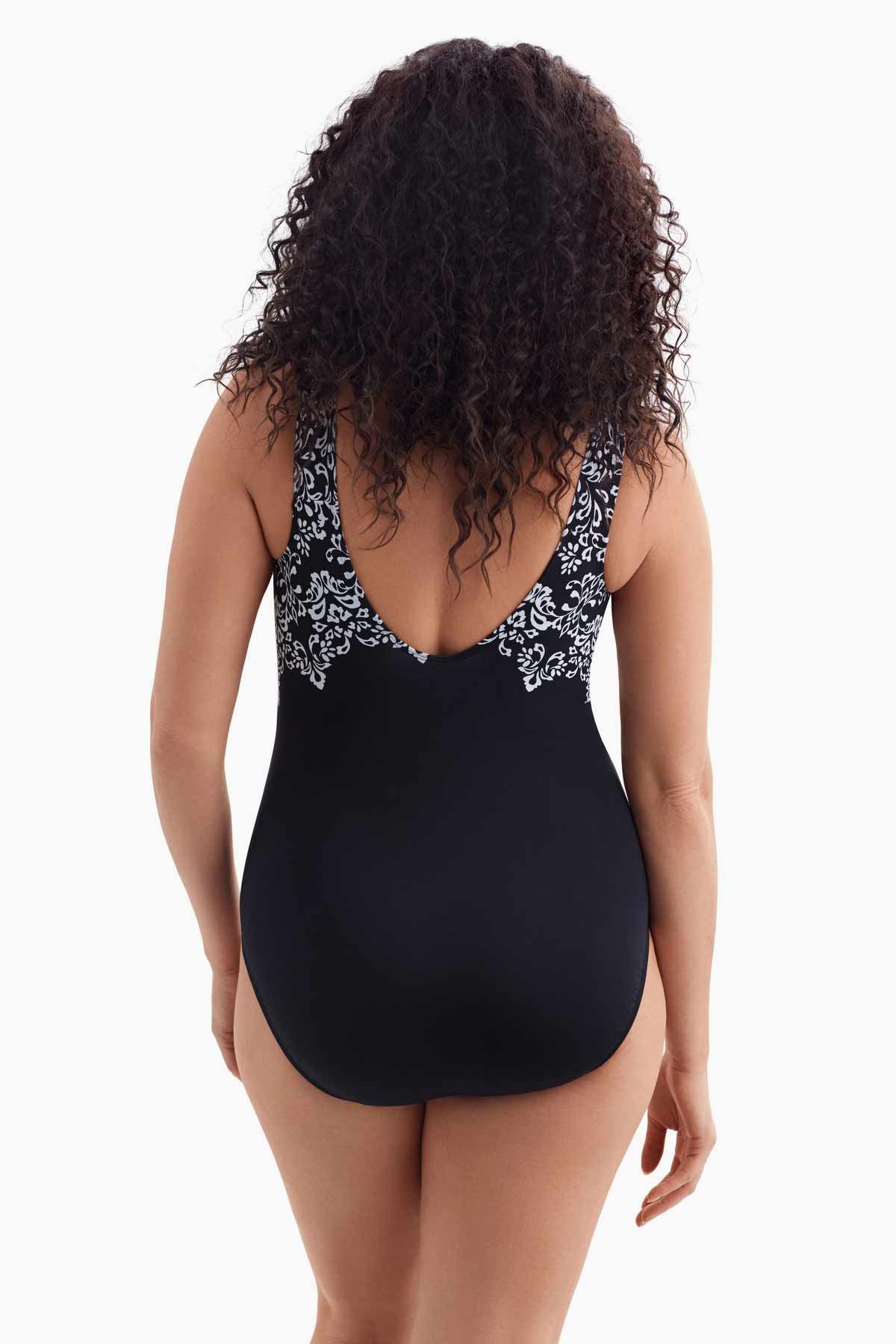 Longitude Long Torso Scoopback Highneck One Piece - Garland Edge