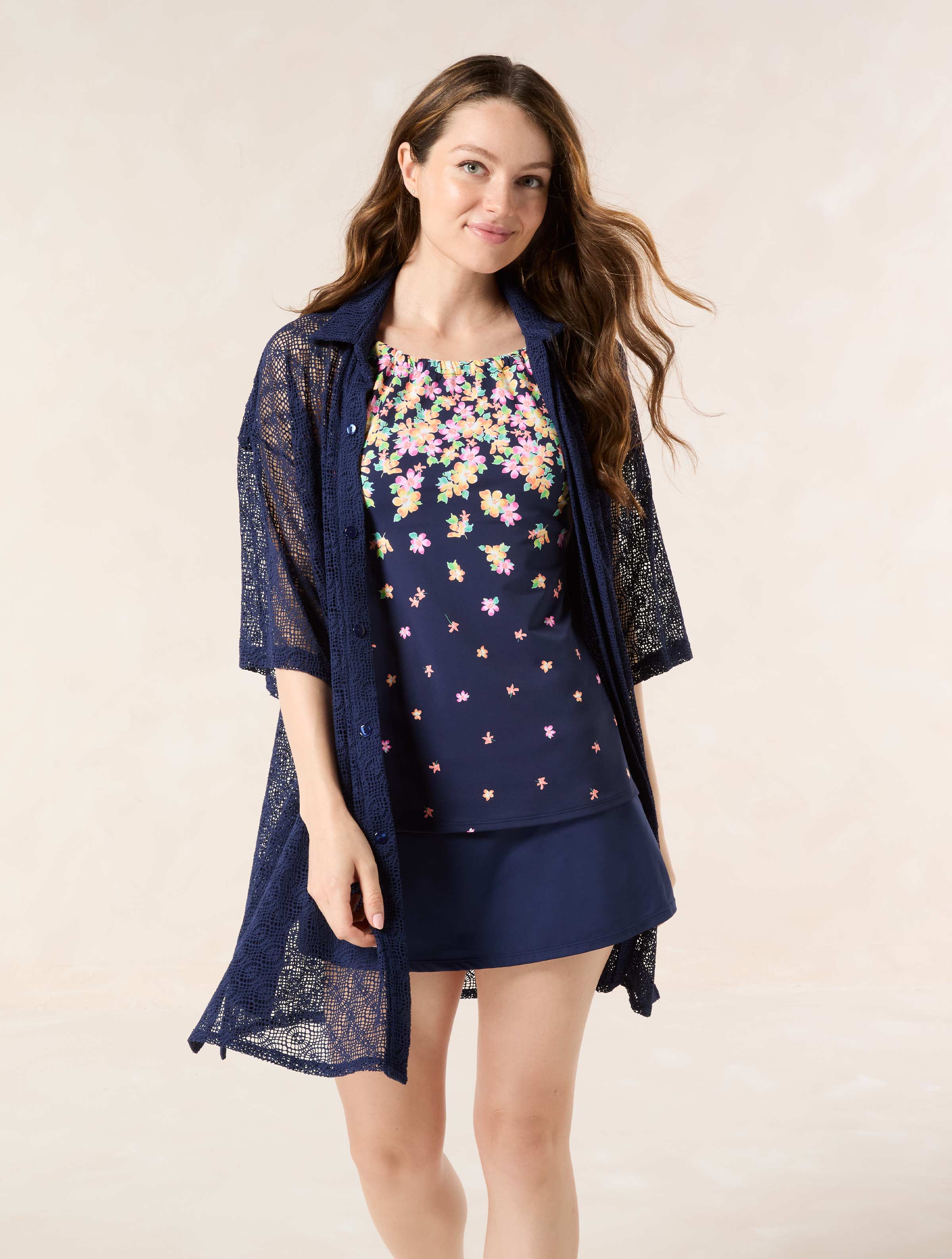 BEACH HOUSE SPORT BLAIR HIGH NECK TANKINI TOP - FLORAL RAIN