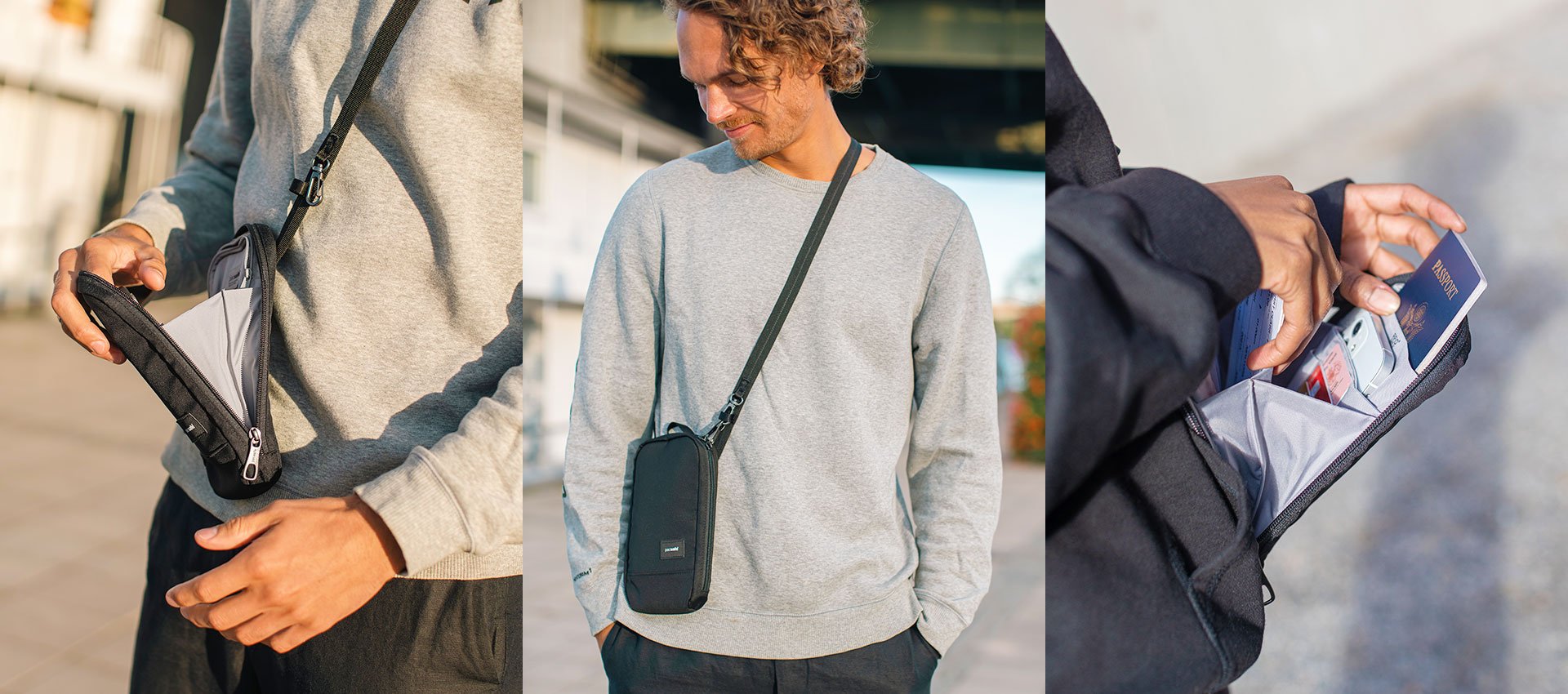 Pacsafe® RFIDsafe™ RFID blocking tech crossbody