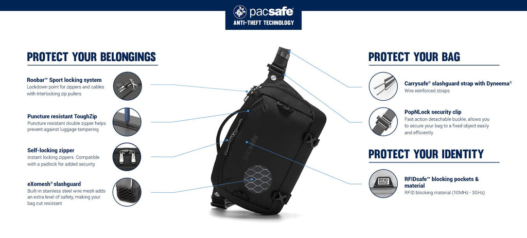 PACSAFE® EXP 12" ANTI THEFT SLING CROSSBODY