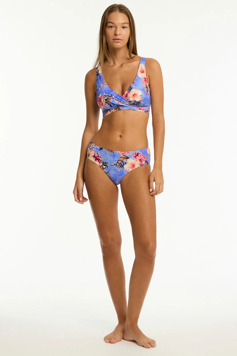SEA LEVEL AUSTRALIA Blue Hawaii Cross Front Multifit Bra