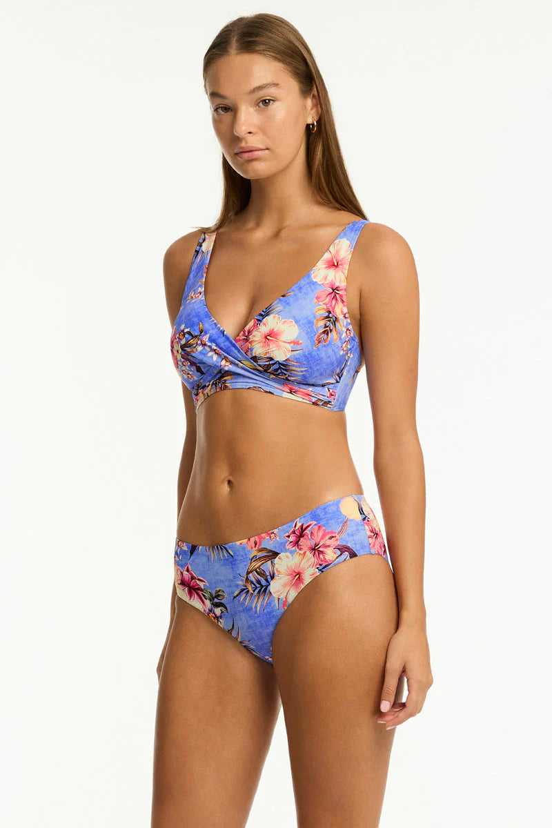 SEA LEVEL AUSTRALIA Blue Hawaii Cross Front Multifit Bra