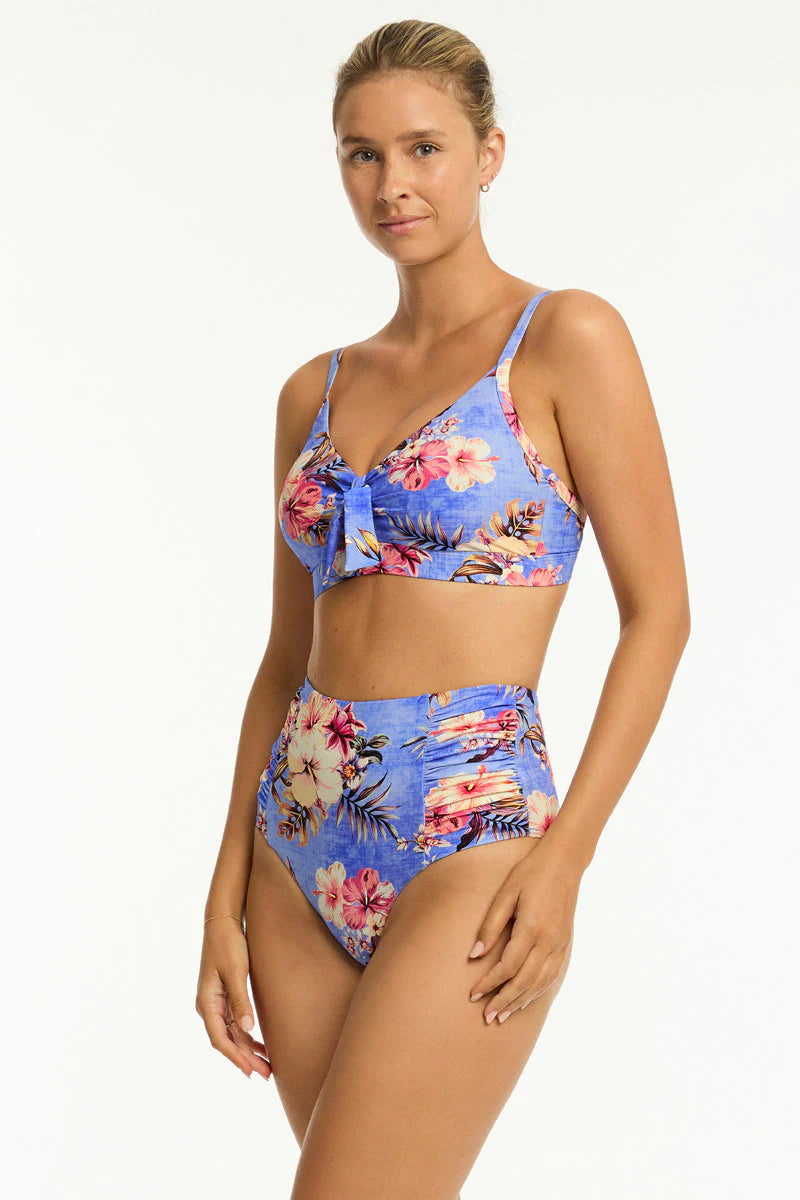 SEA LEVEL AUSTRALIA Blue Hawaii High Waist Gathered Side Pant