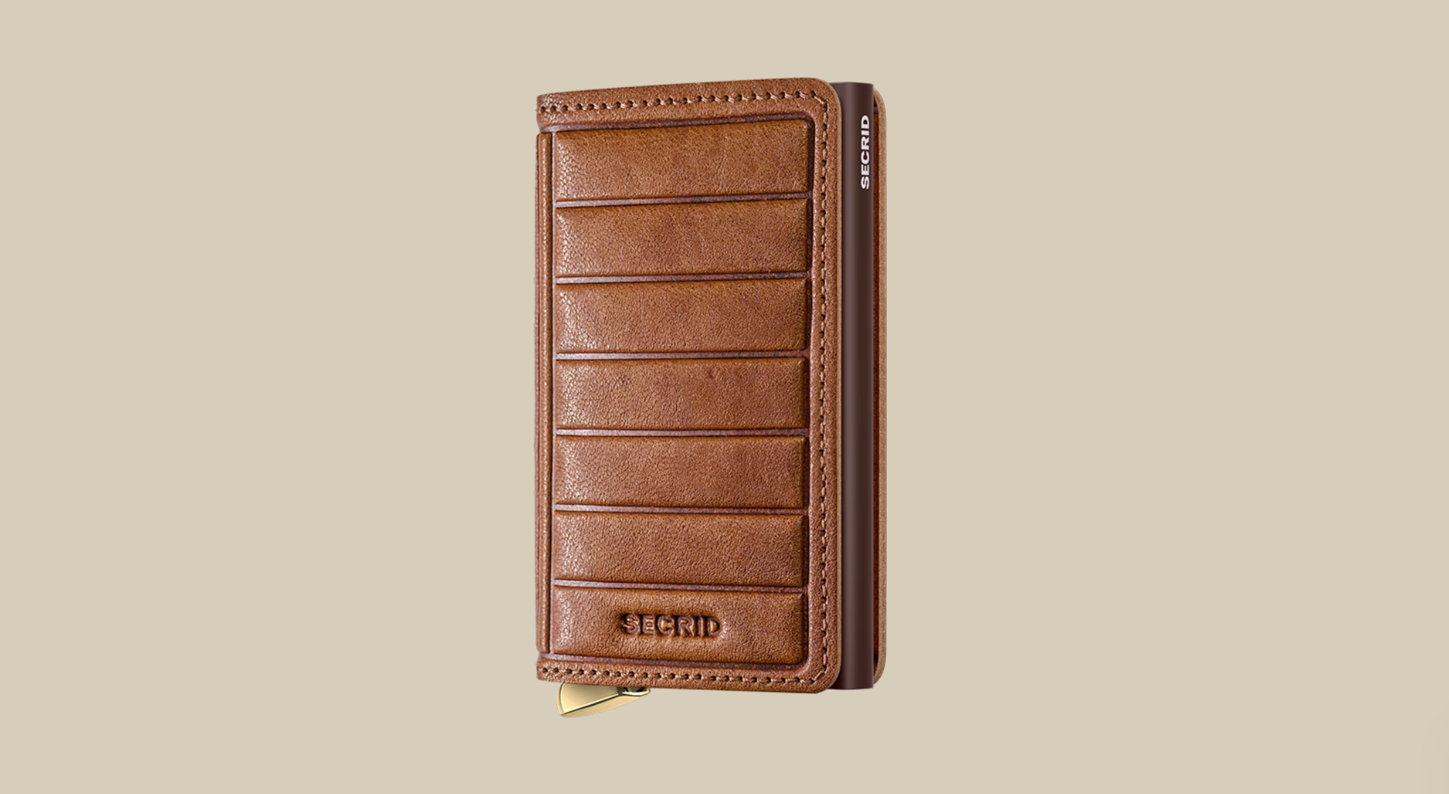 SECRID SLIM WALLET - EMBOSS LINES COGNAC