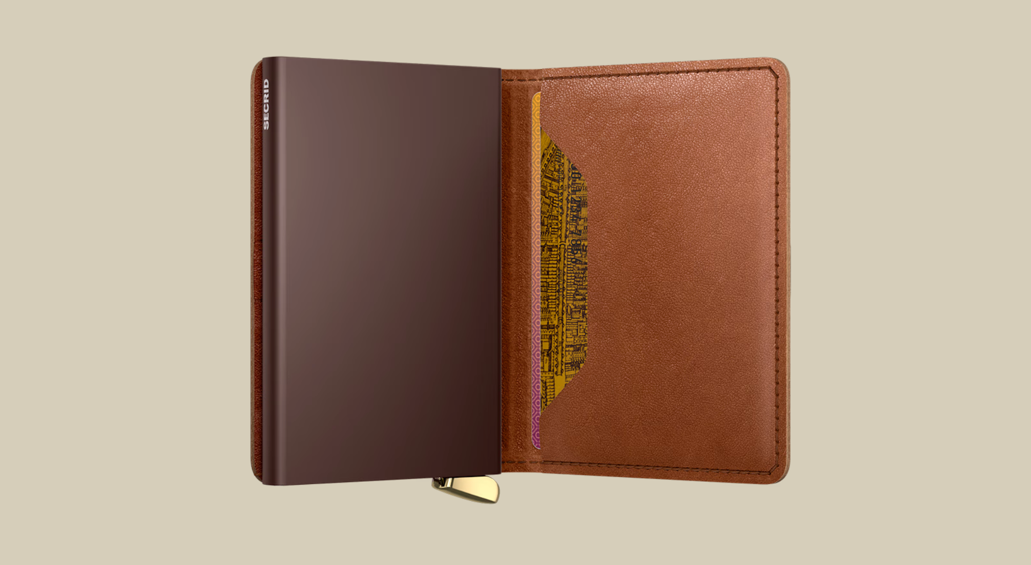 SECRID SLIM WALLET - EMBOSS LINES COGNAC