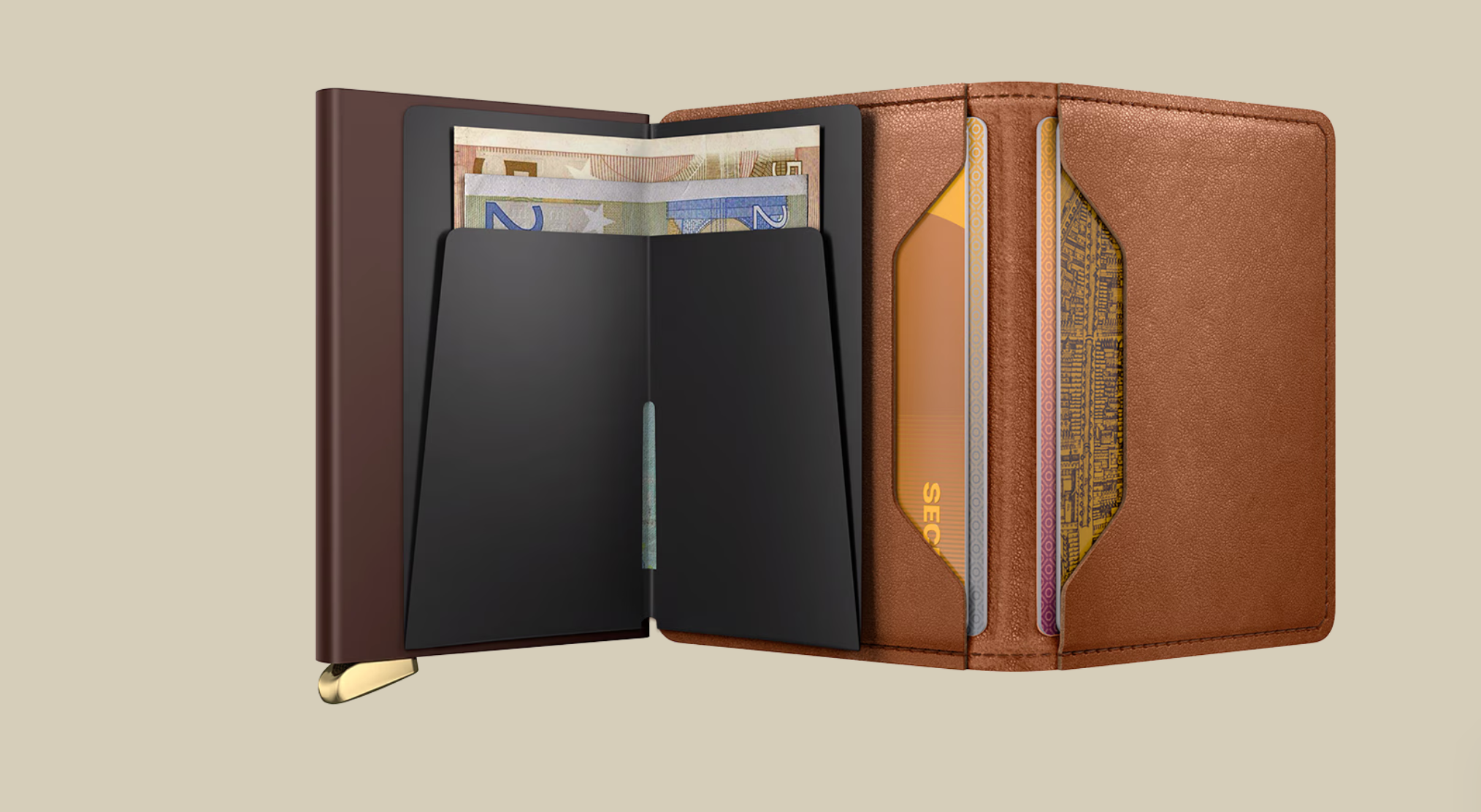 SECRID SLIM WALLET - EMBOSS LINES COGNAC
