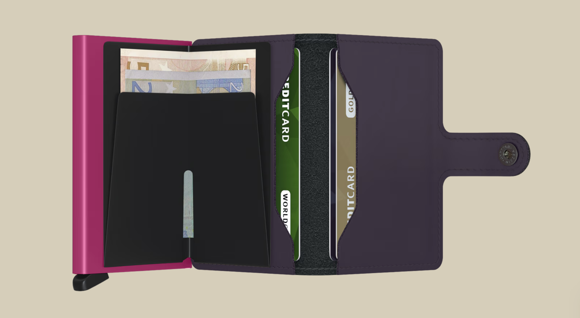 SECRID MINI WALLET - MATTE DARK PURPLE FUSHIA