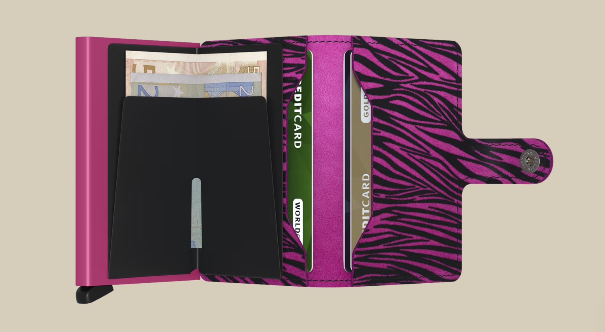 SECRID MINI WALLET - ZEBRA FUSHIA
