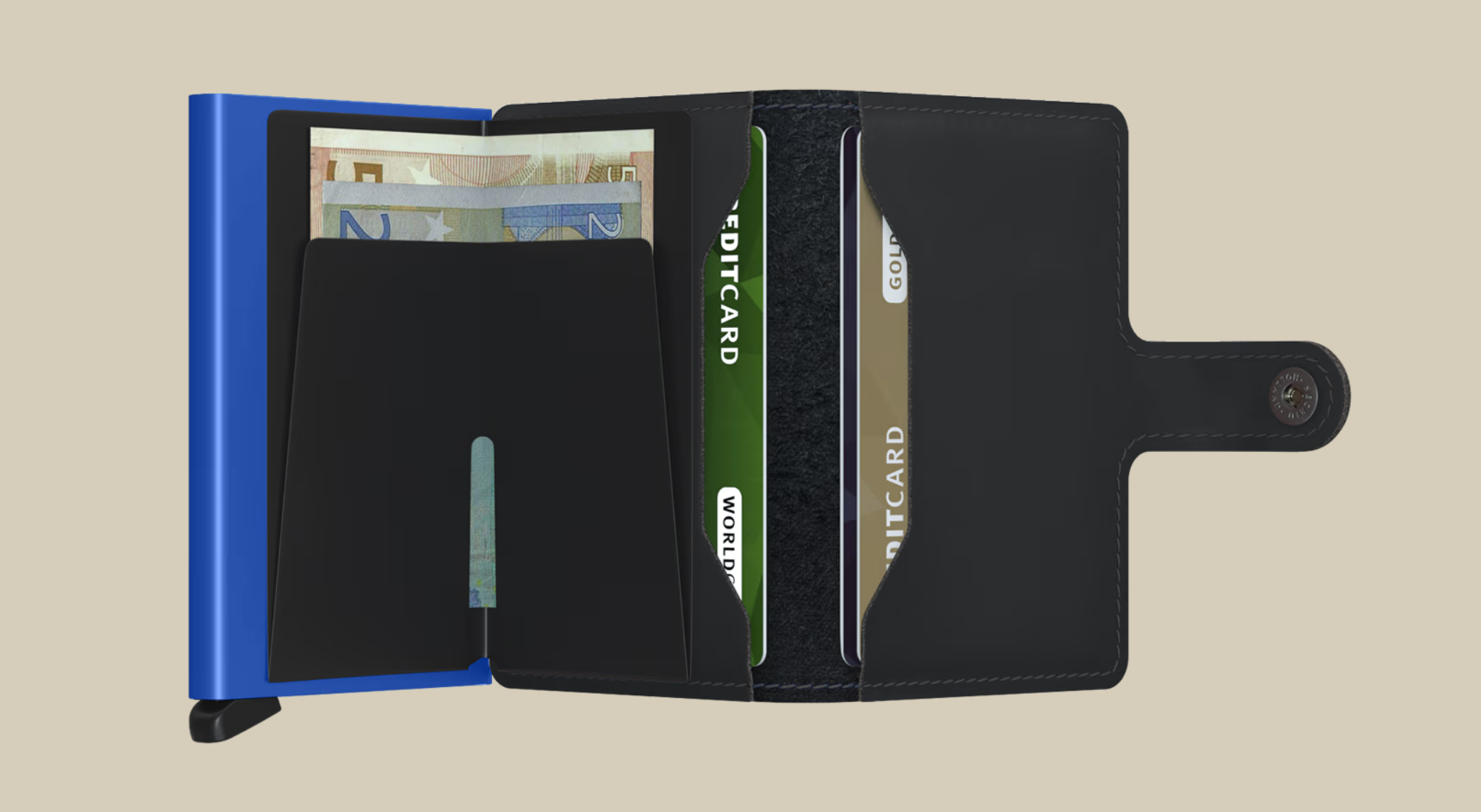SECRID MINI WALLET -  MATTE BLACK & BLUE