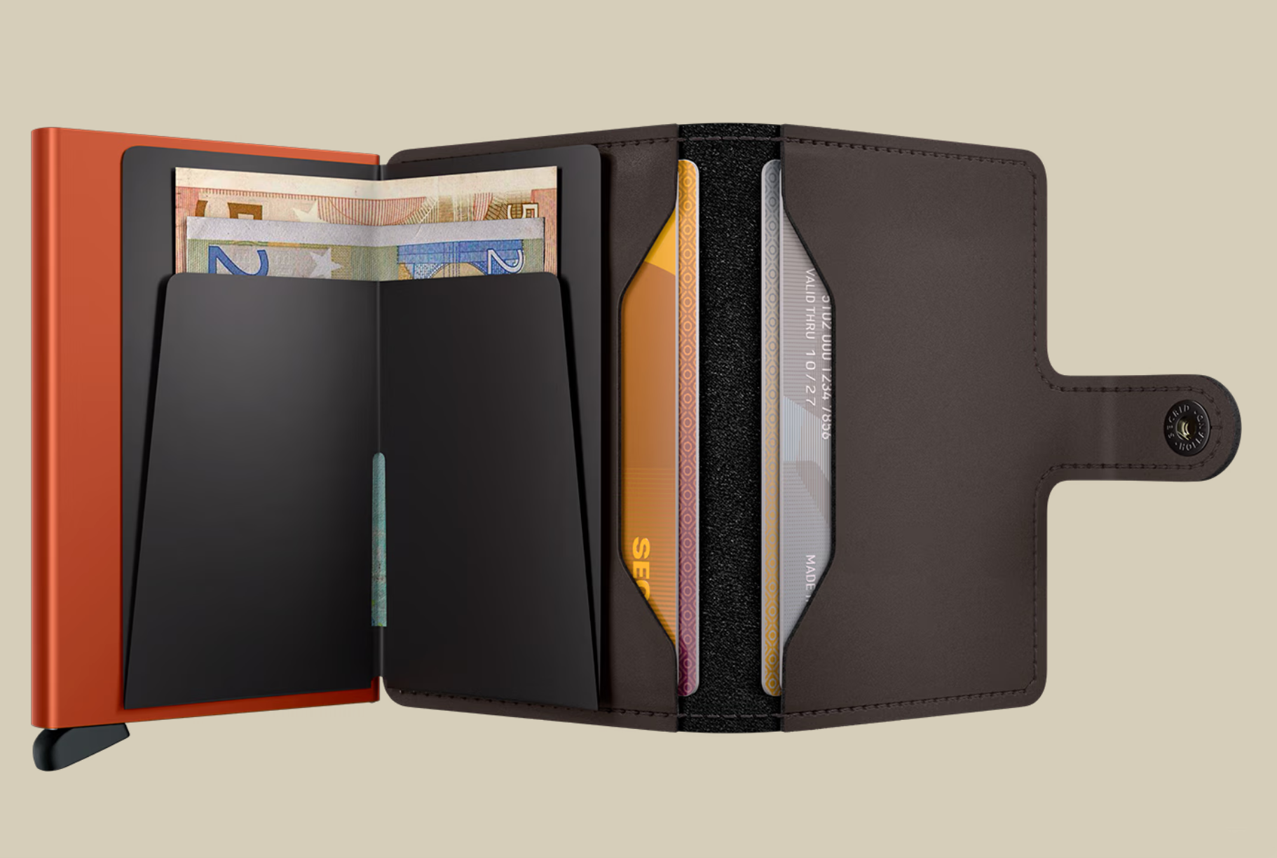 Secrid Miniwallet - Matte Truffle & Orange
