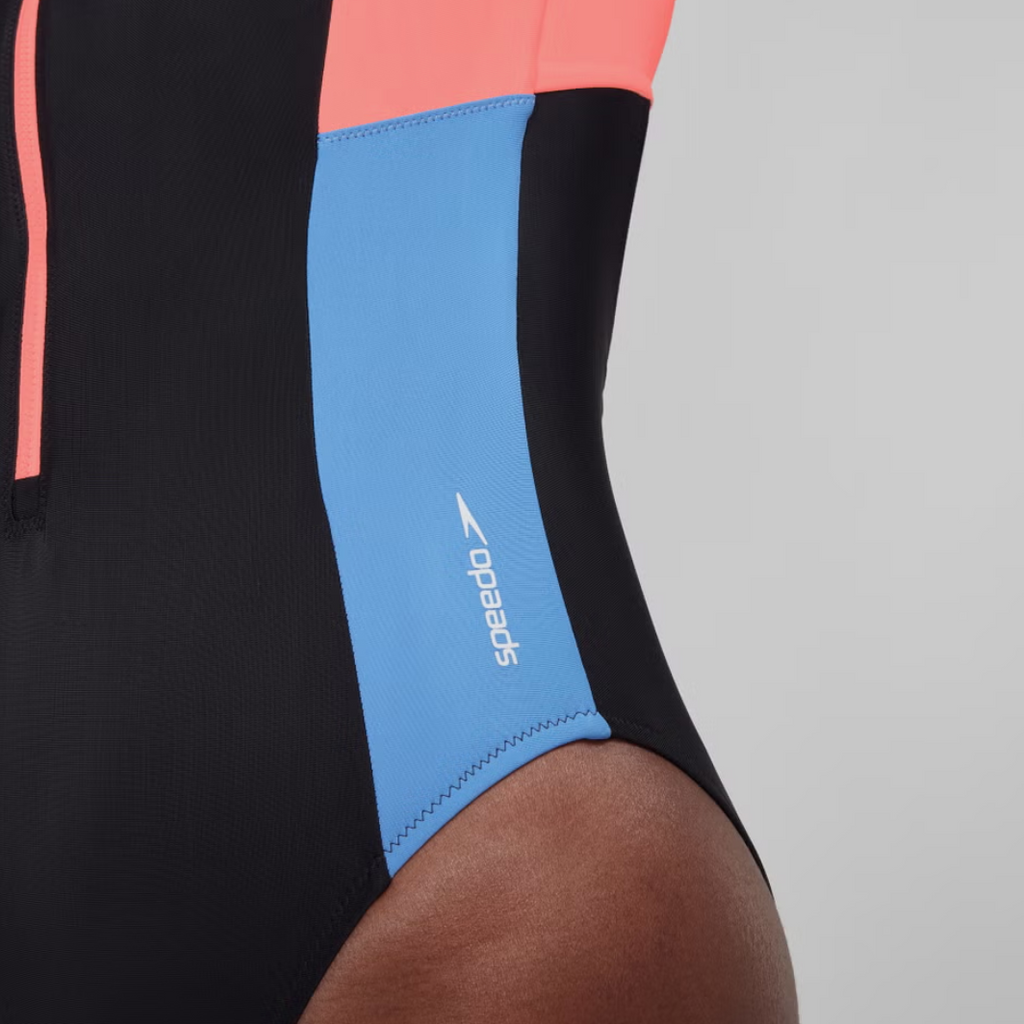 Speedo Women's Long Sleeve Zip One Piece Black