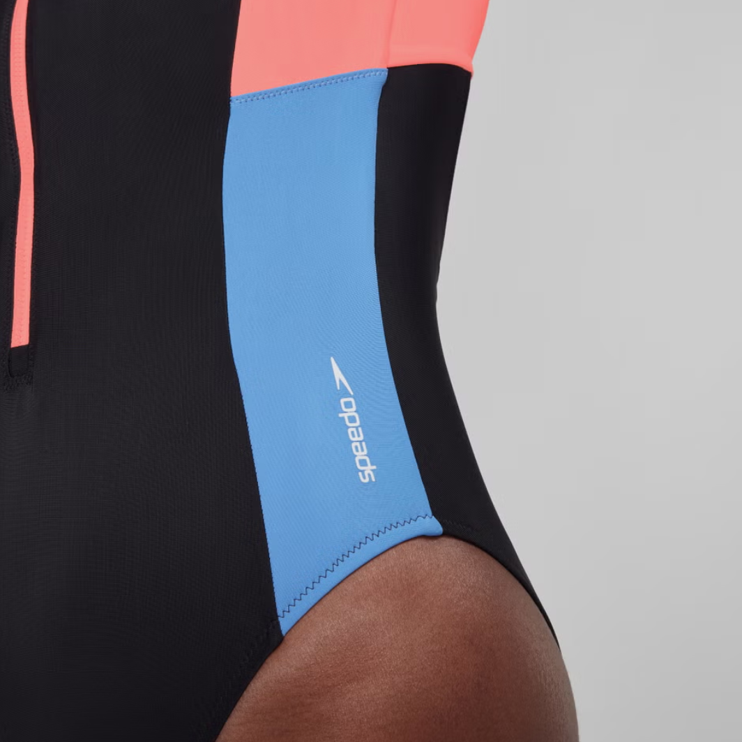 Speedo Women's Long Sleeve Zip One Piece Black