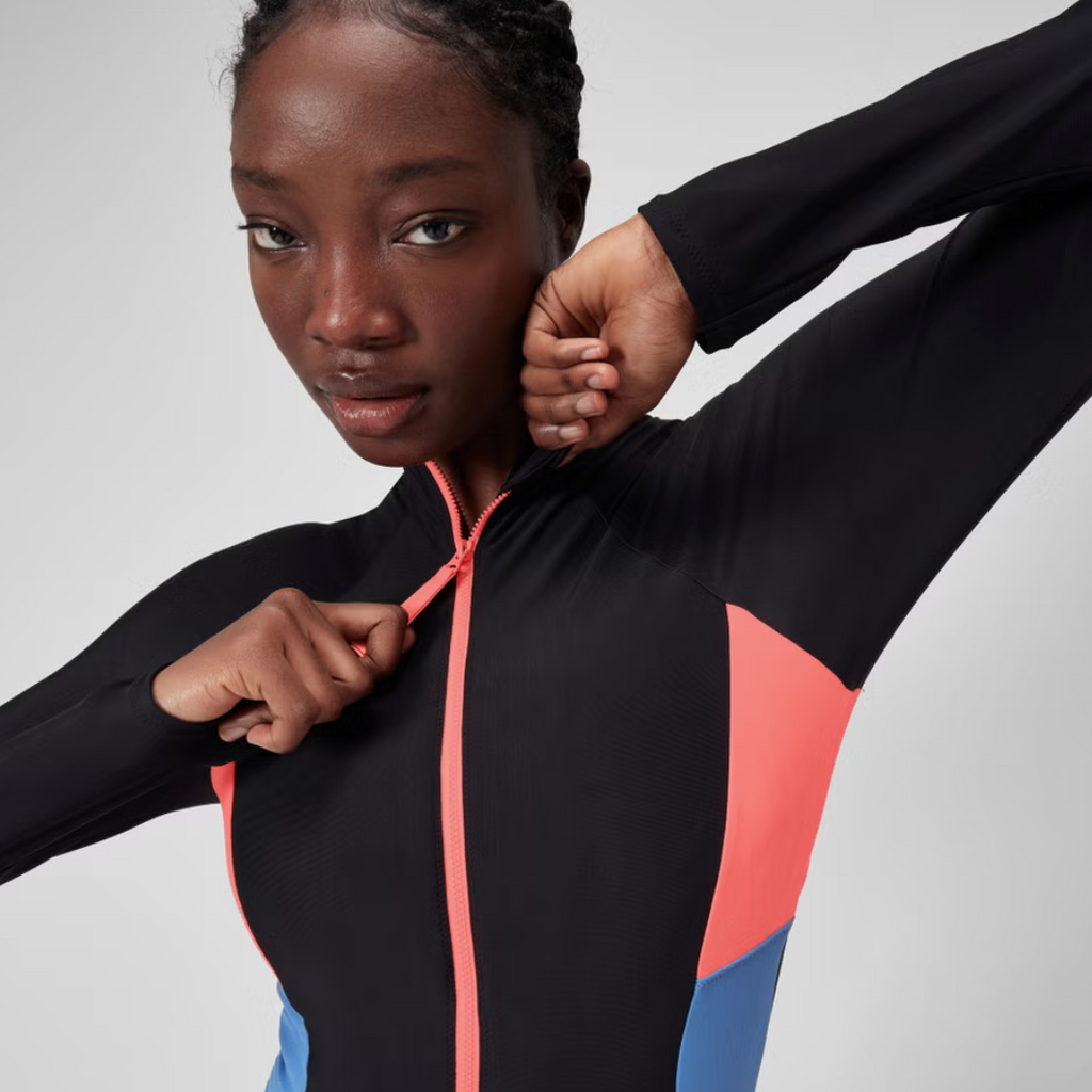 Speedo Women's Long Sleeve Zip One Piece Black