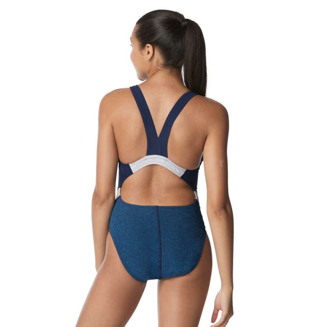 Speedo Women's Heather Quantum Fusion Splice One Piece Blue