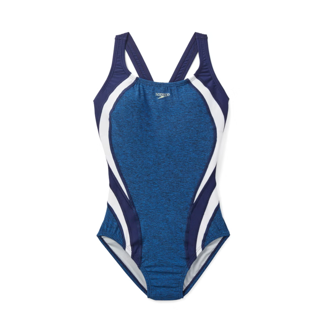 Speedo Women's Heather Quantum Fusion Splice One Piece Blue