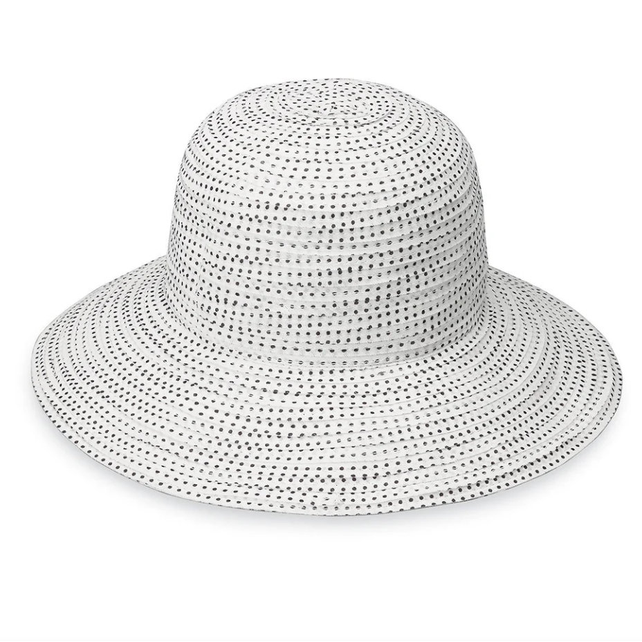 Wallaroo Petite Scrunchie Wide Brim Hat White/Black