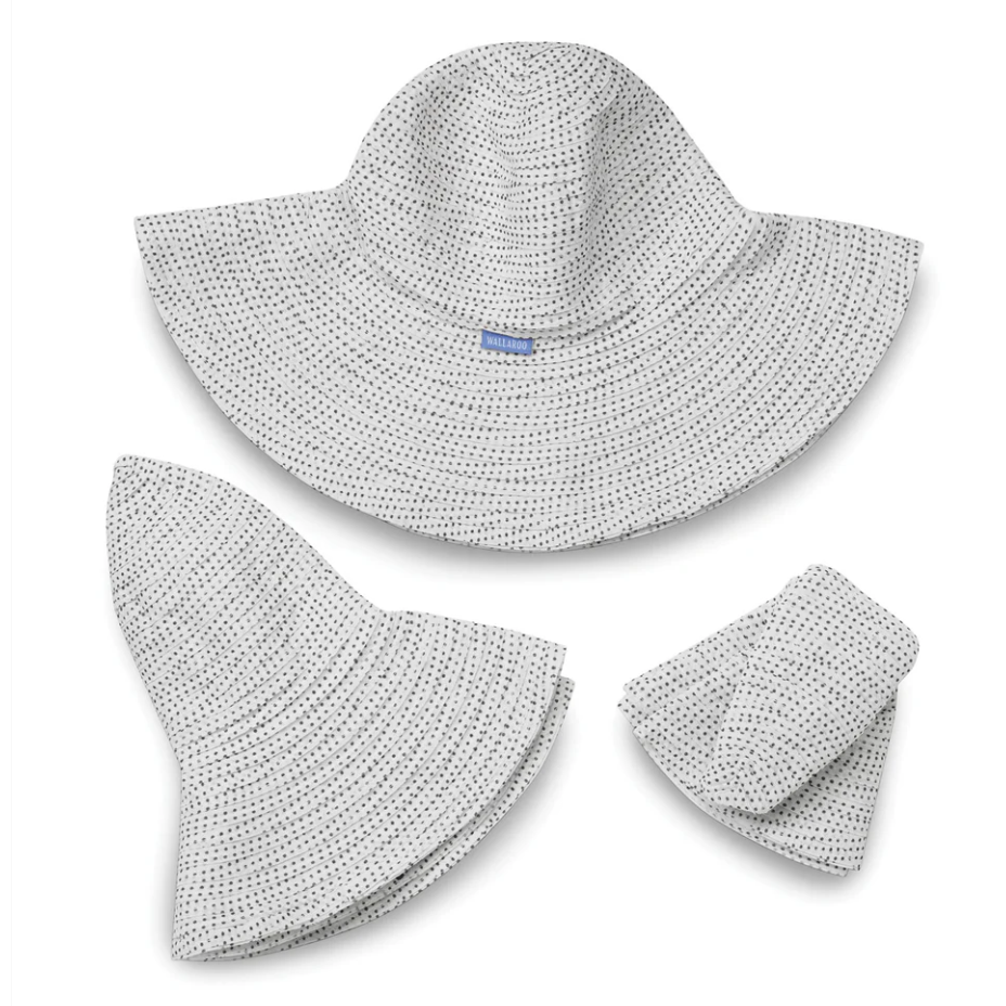 Wallaroo Petite Scrunchie Wide Brim Hat White/Black