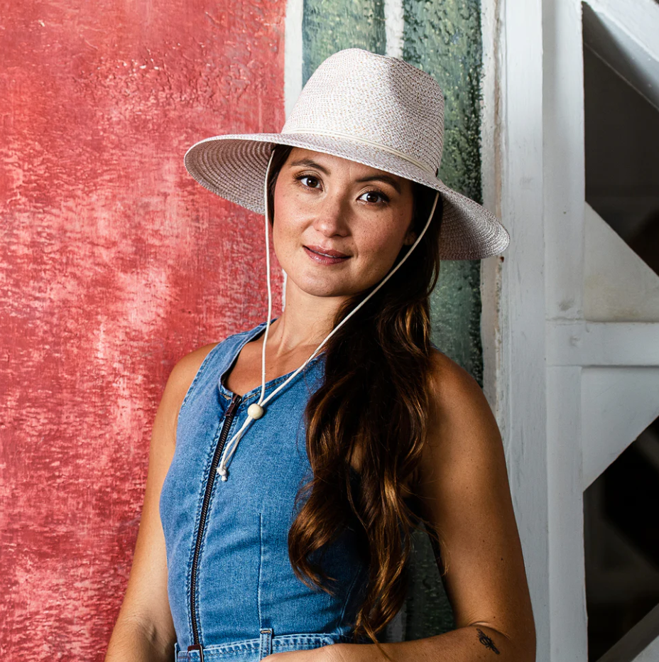 Wallaroo Petite Sanibel Wide Brim UPF Sun Hat White/Beige