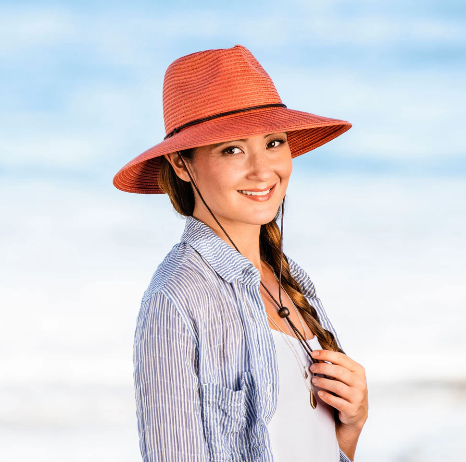 Wallaroo Petite Sanibel Wide Brim UPF Sun Hat Coral