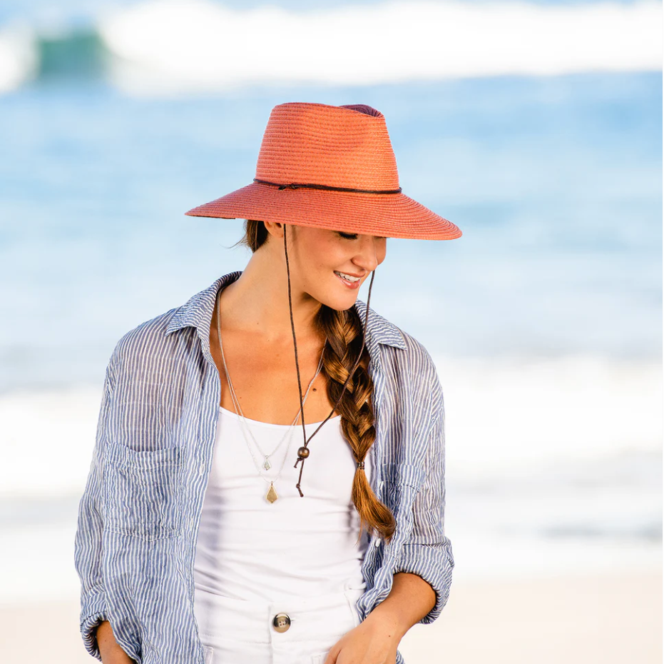 Wallaroo Petite Sanibel Wide Brim UPF Sun Hat Coral