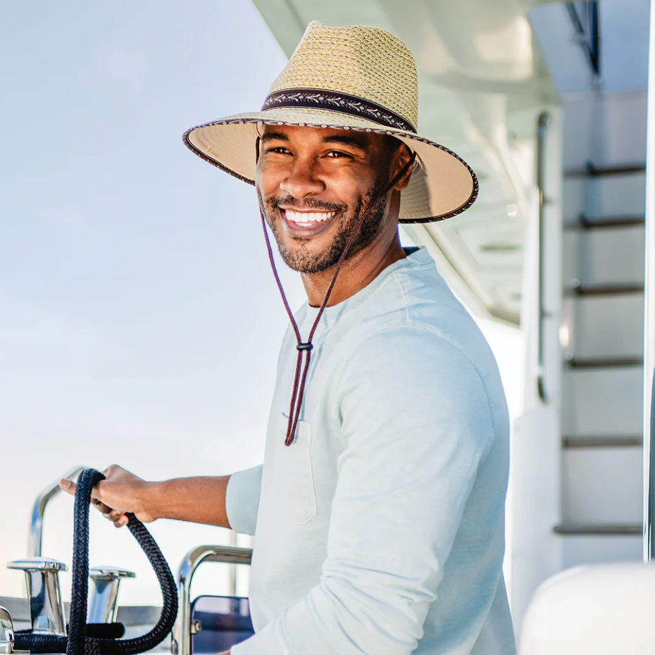 Wallaroo Cabo Fedora UPF Sun Hat Natural/Surf Trim