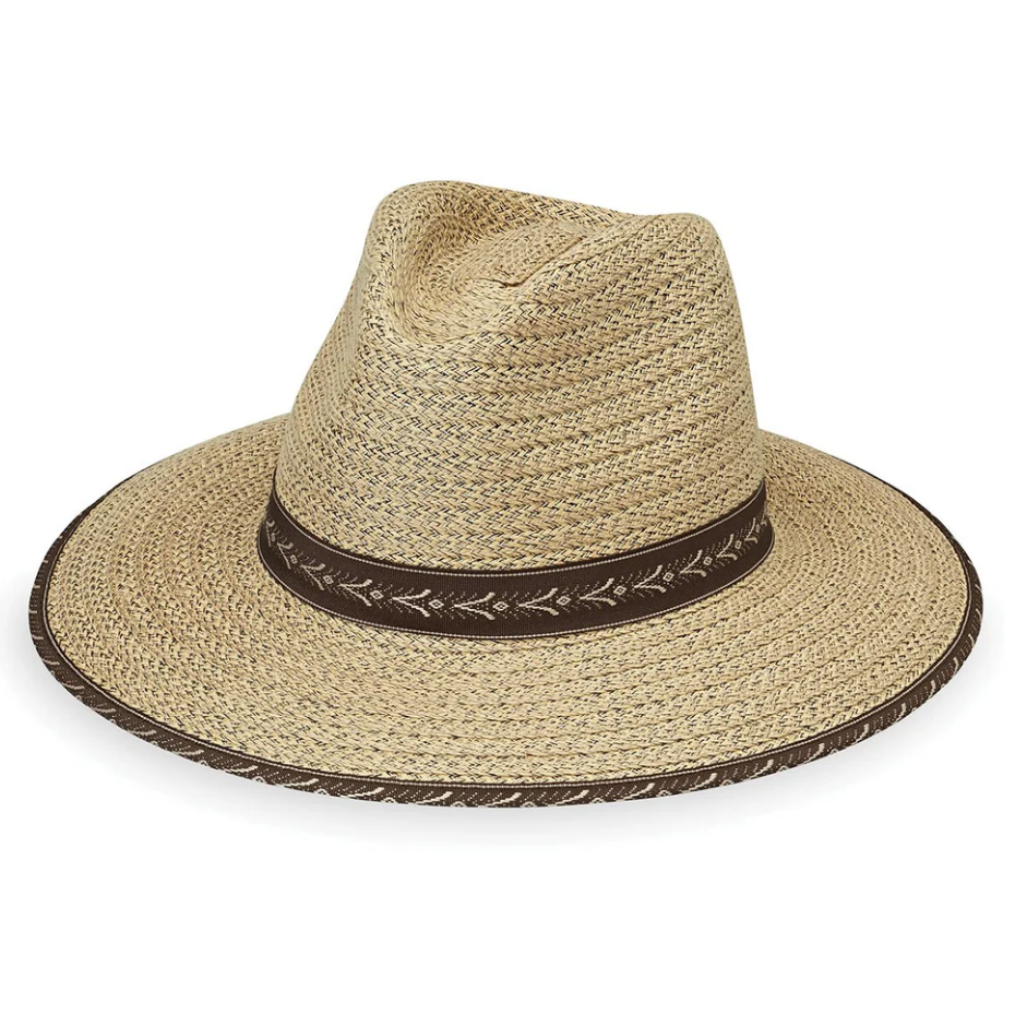 Wallaroo Cabo Fedora UPF Sun Hat Natural/Surf Trim