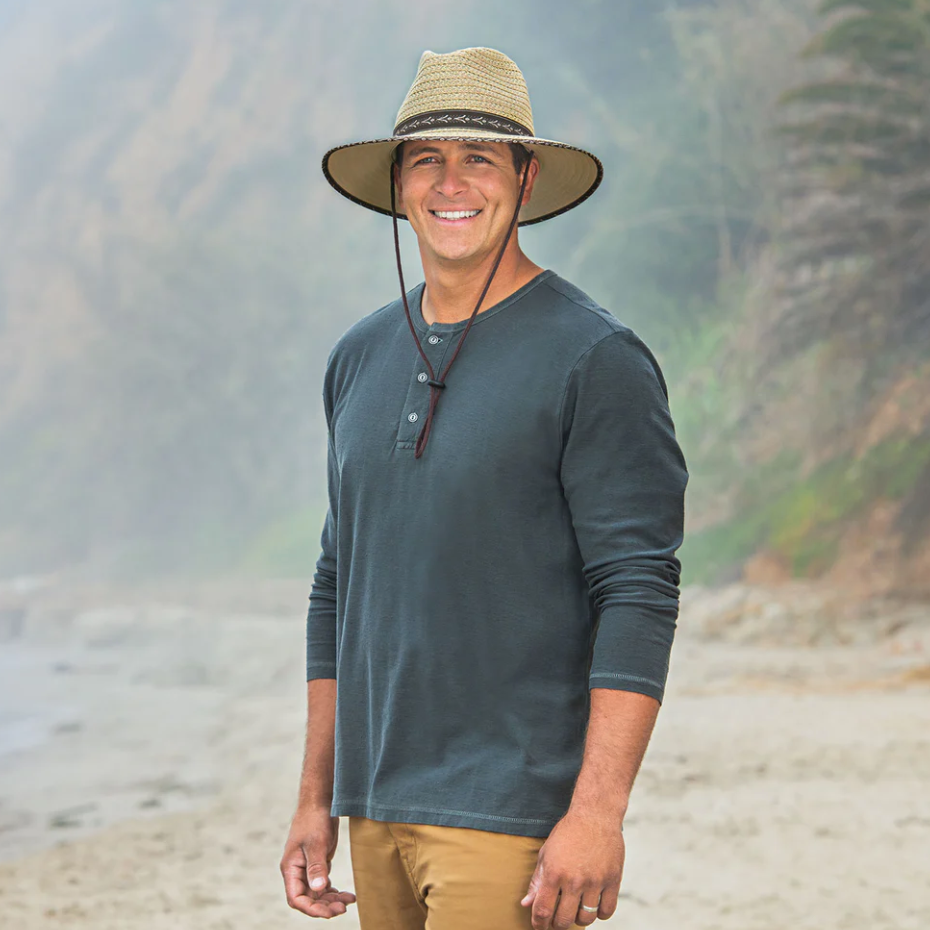 Wallaroo Cabo Fedora UPF Sun Hat Natural/Surf Trim