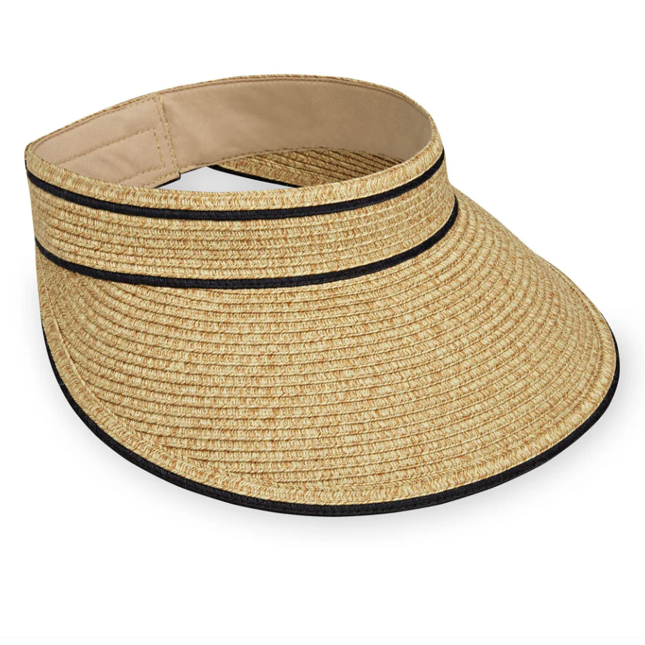 Wallaroo Carkella Packable Lily Visor Beige/Black Stripe