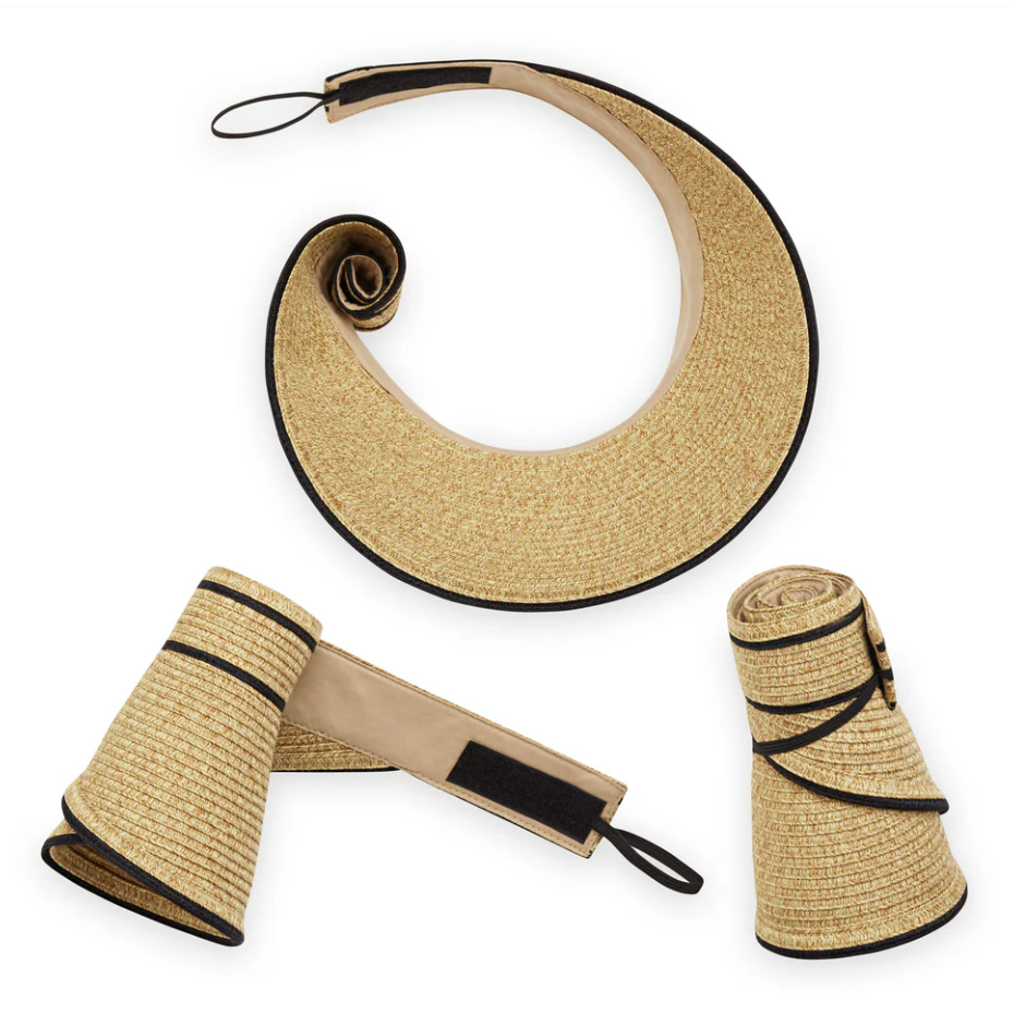 Wallaroo Carkella Packable Lily Visor Beige/Black Stripe