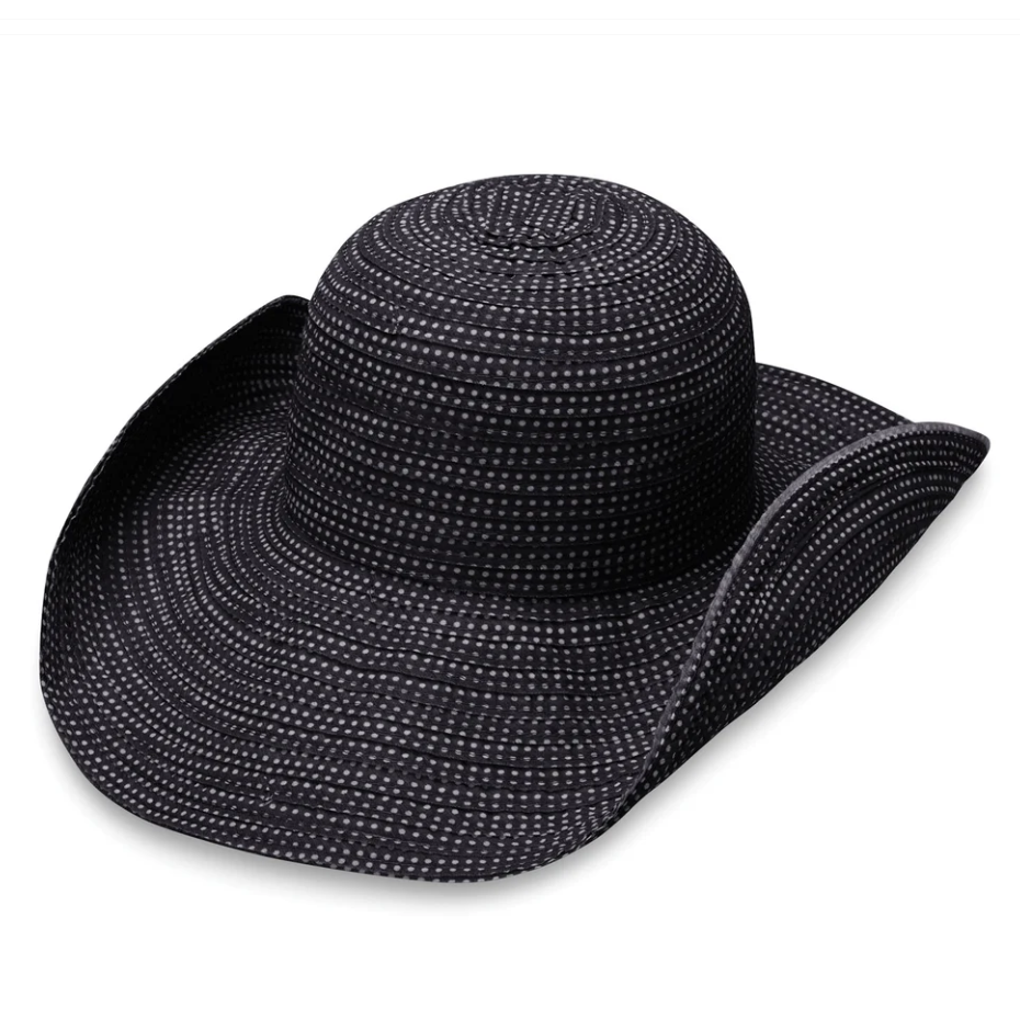 Wallaroo Scrunchie Wide Brim UPF Sun Hat Black/White