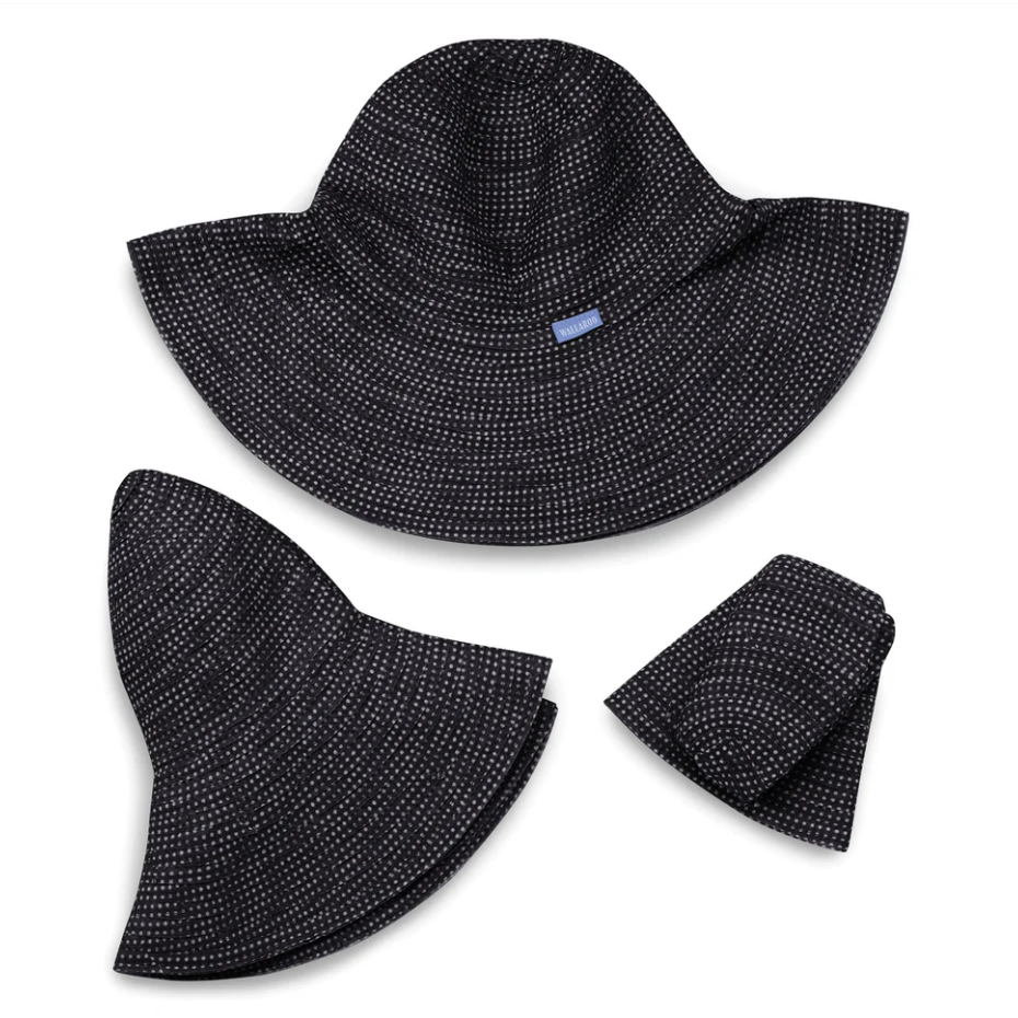 Wallaroo Scrunchie Wide Brim UPF Sun Hat Black/White