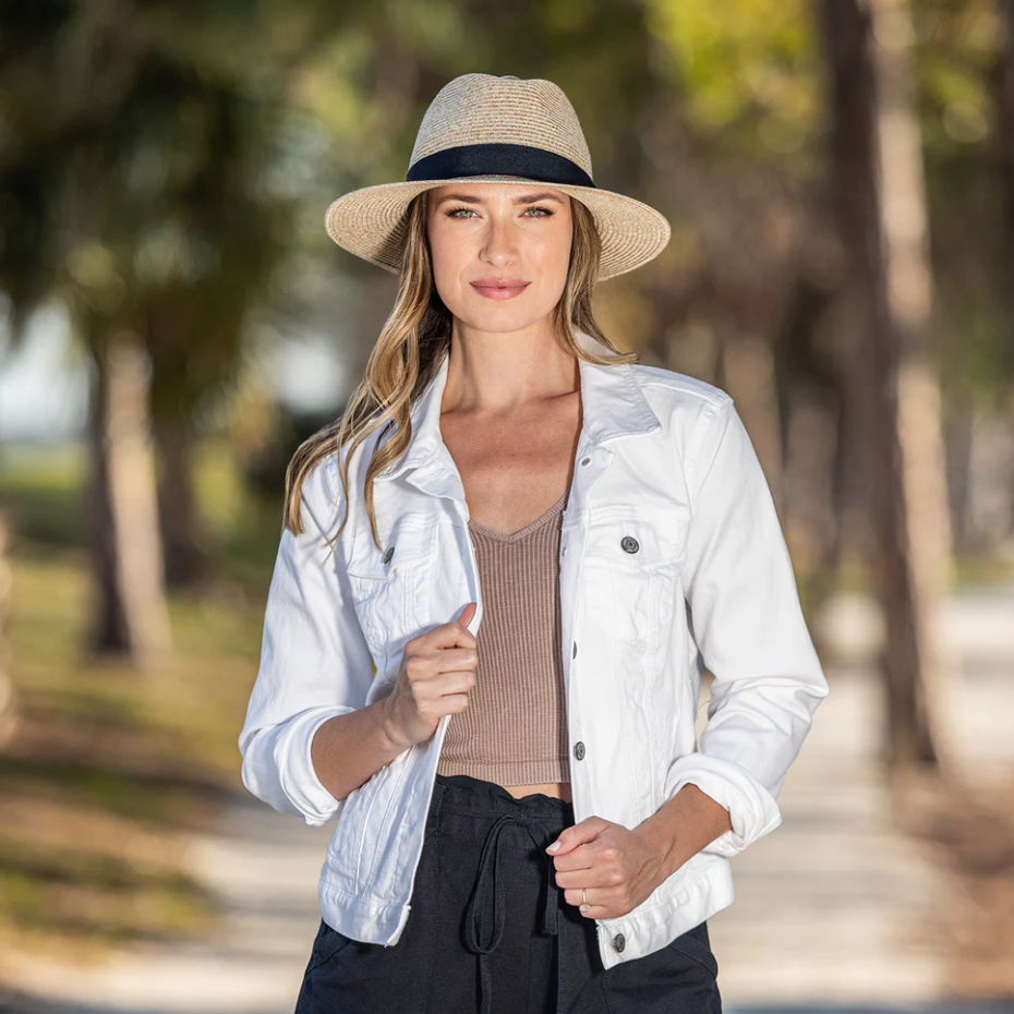 Wallaroo Petite Palm Beach Fedora Style Sun Hat Beige