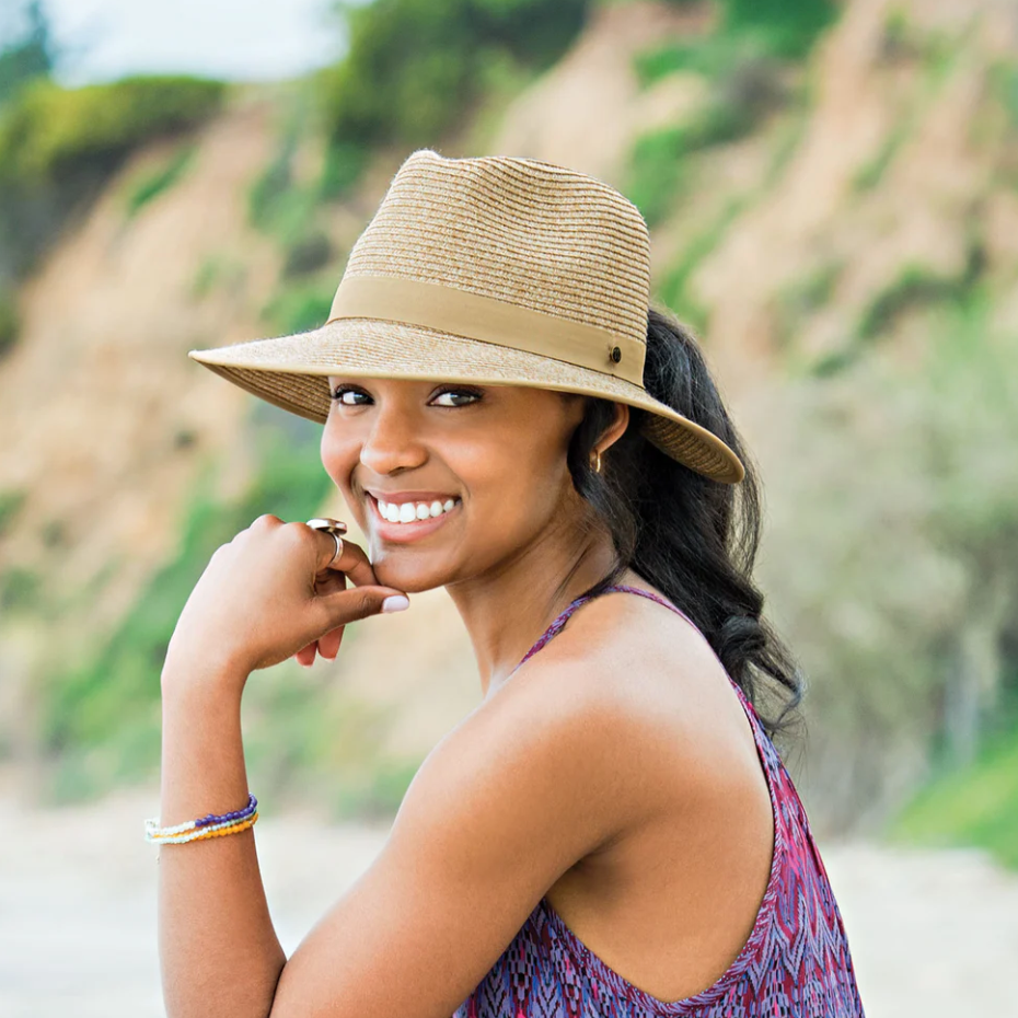 Wallaroo Gabi Ponytail Fedora UPF Sun Hat Beige