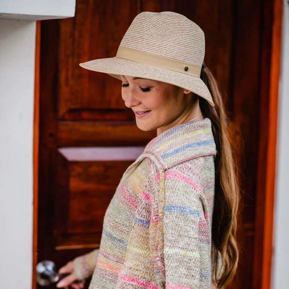 Wallaroo Gabi Ponytail Fedora UPF Sun Hat Beige