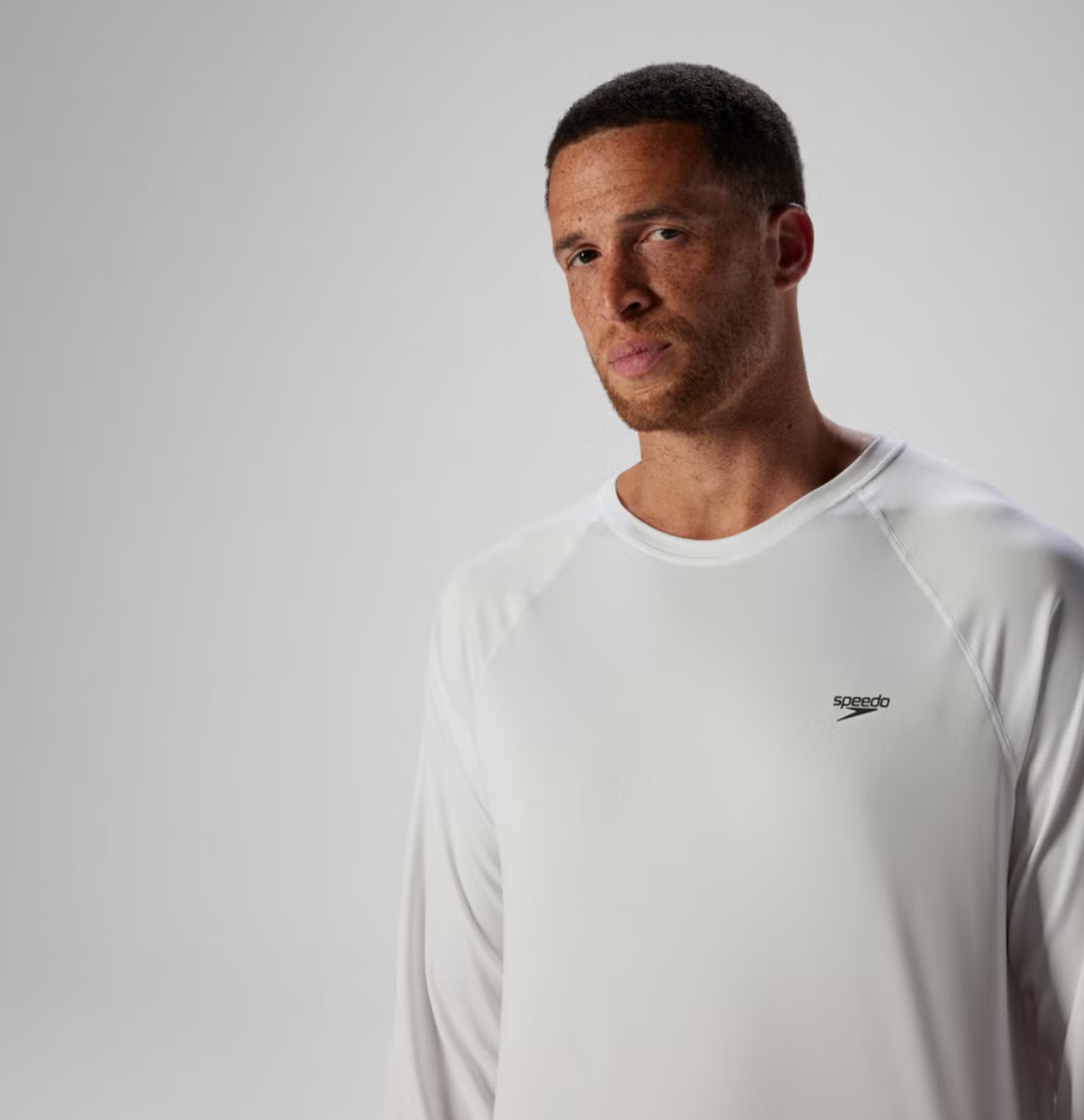 Speedo Men's Easy Solid Long Sleeve Swim Rashguard White