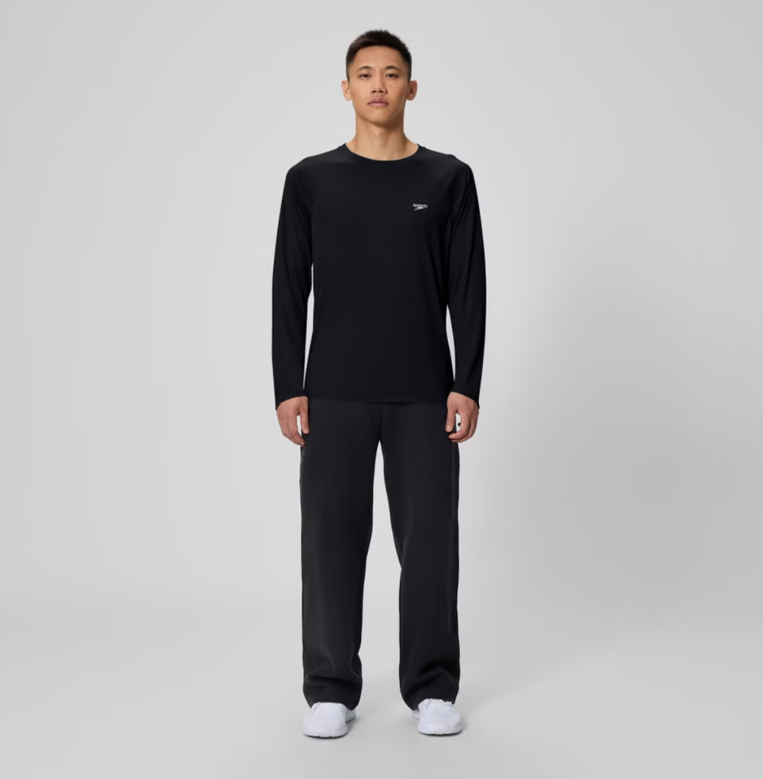 Speedo Men's Easy Solid Long Sleeve Swim Rashguard Black
