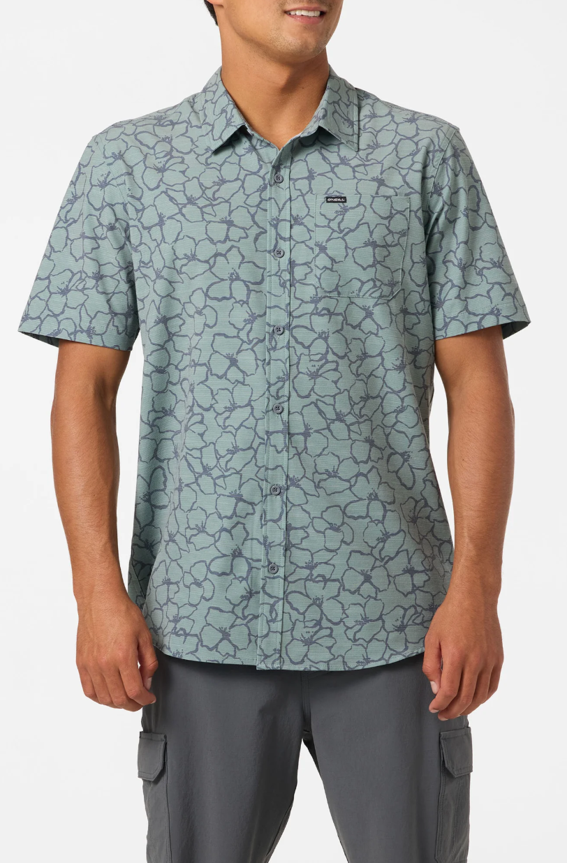 O'Neill UPF Slub Relaxed Short Sleeve Woven Shirt - Dark Shadow