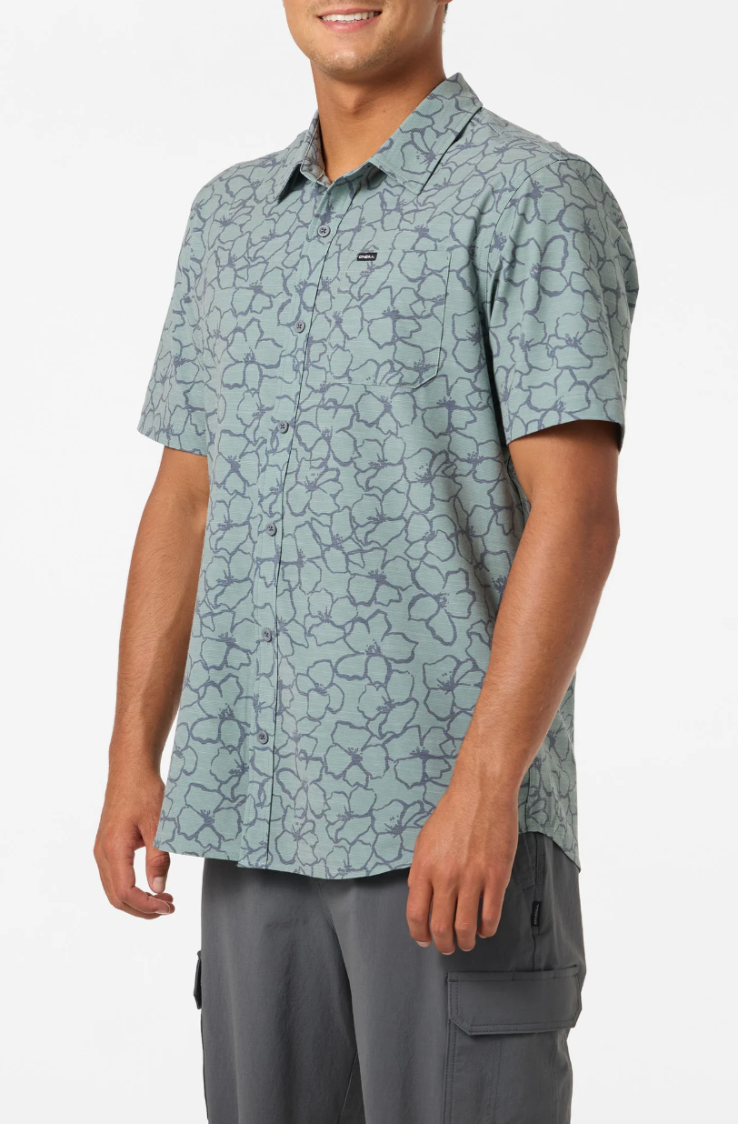 O'Neill UPF Slub Relaxed Short Sleeve Woven Shirt - Dark Shadow