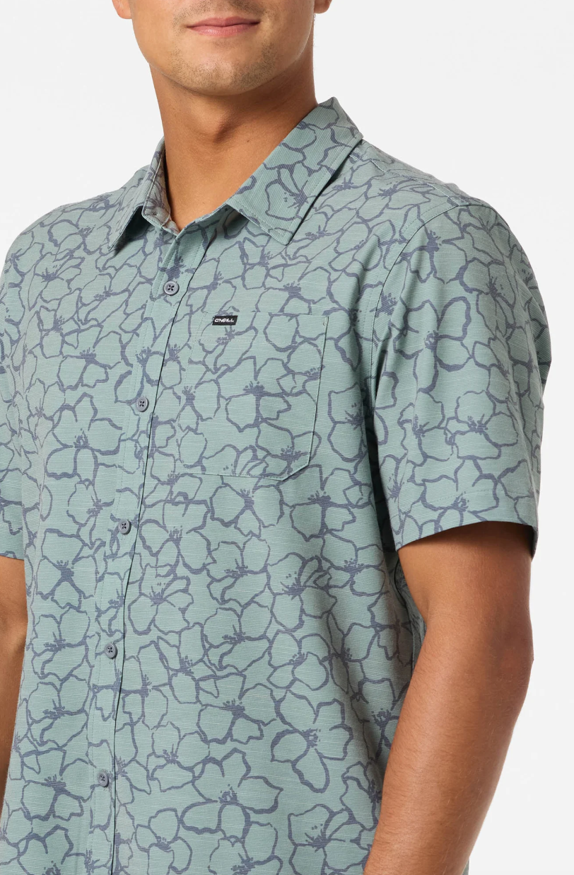 O'Neill UPF Slub Relaxed Short Sleeve Woven Shirt - Dark Shadow