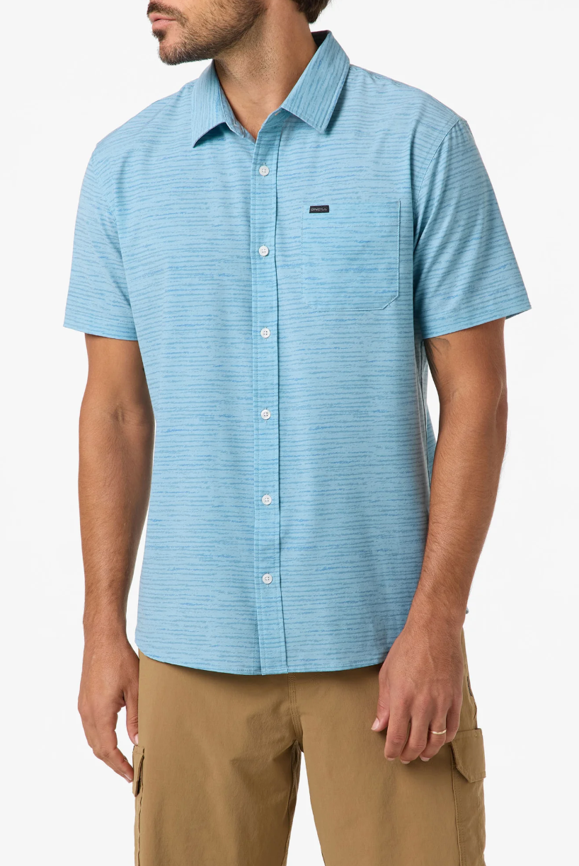 O'neill TRVLR UPF Traverse Stripe Shirt Stone Blue
