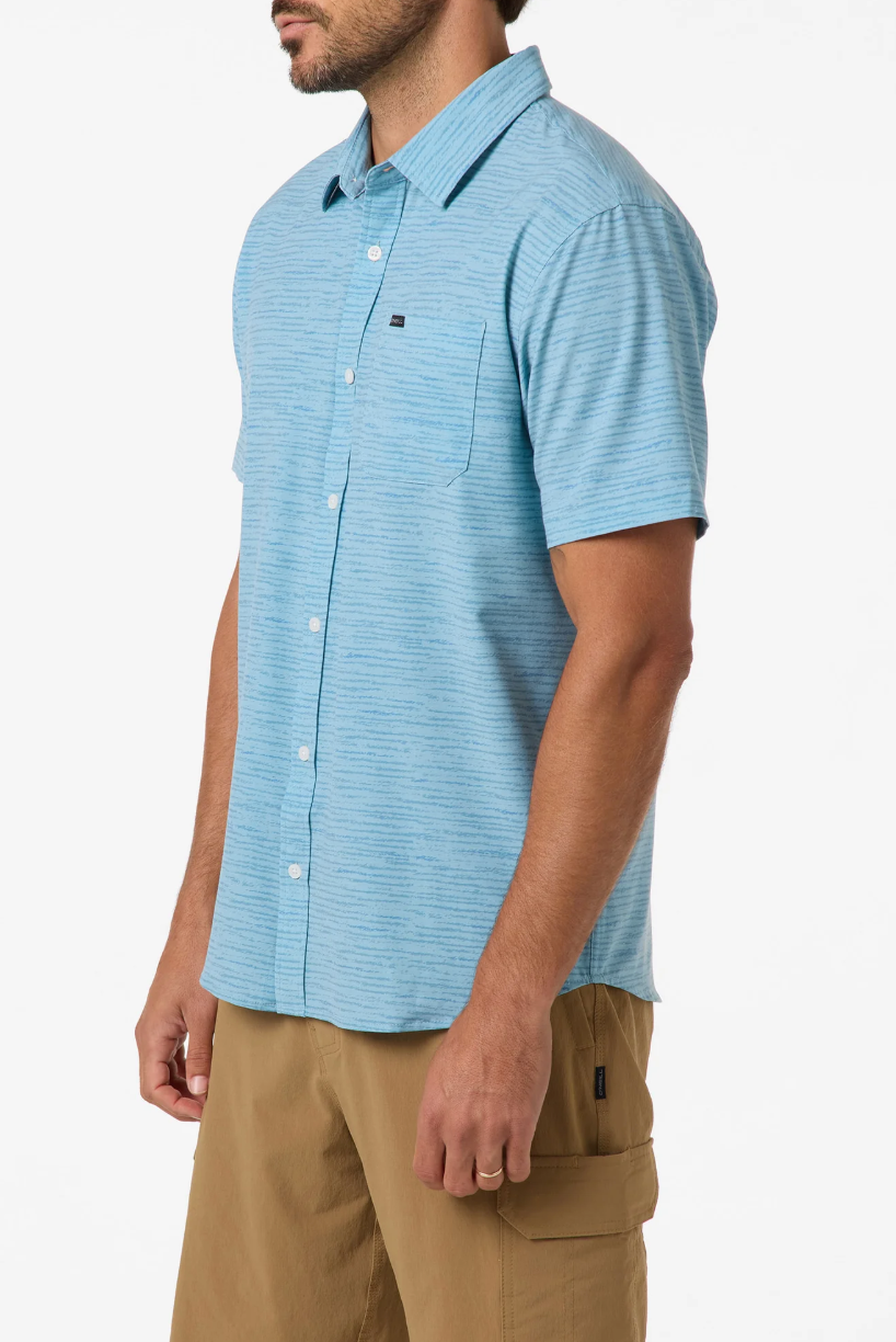 O'neill TRVLR UPF Traverse Stripe Shirt Stone Blue