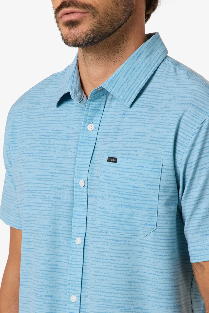 O'neill TRVLR UPF Traverse Stripe Shirt Stone Blue