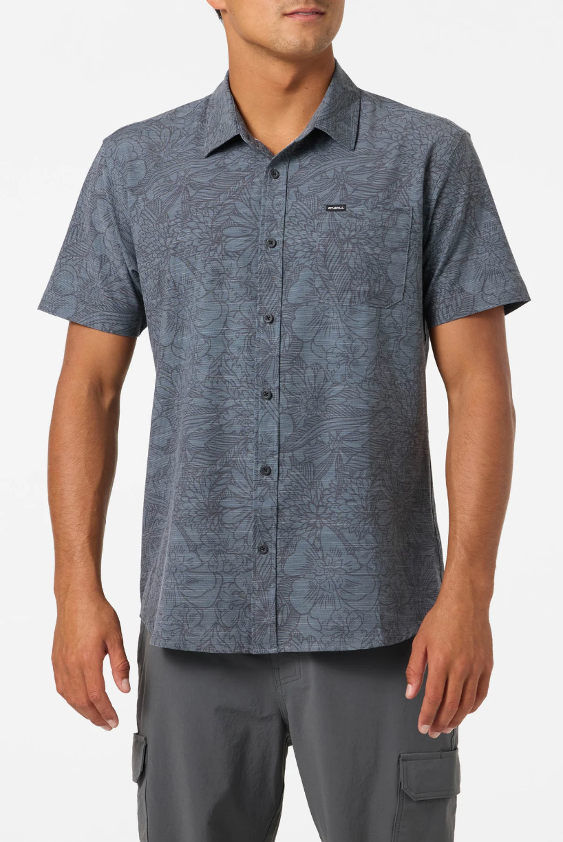 O'neill UPF Slub Standard Short Sleeve Woven Shirt Dark Shadow